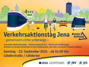 Plakat zum Verkehrsaktionstag Jena, Beschreibung siehe Volltextalternative